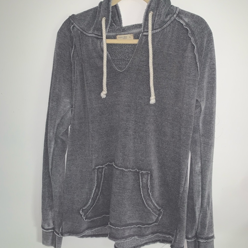Gray sweater with hood